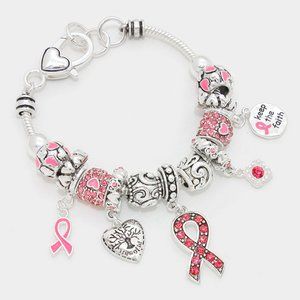 • PINK RIBBON FULL CHARM BRACELET
